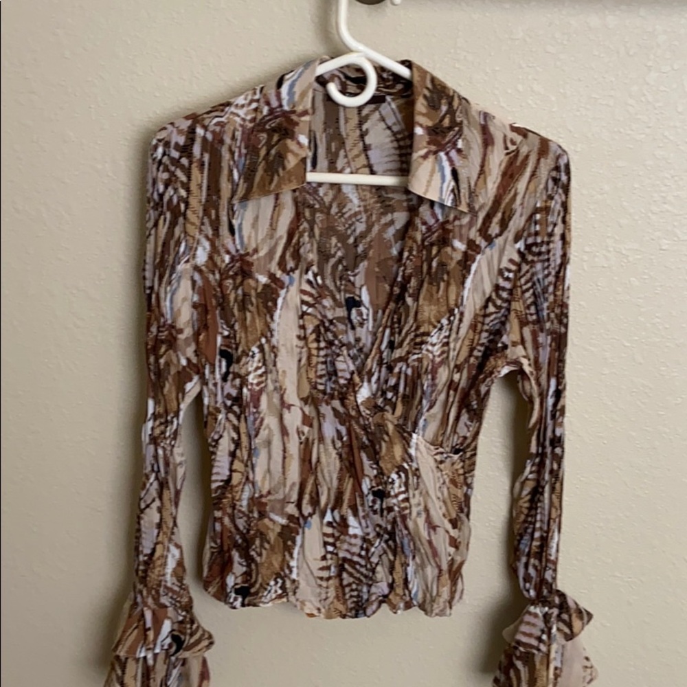 Belisimo Long sleeved cross over blouse L